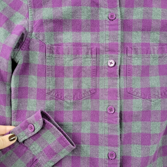 Retro Y2K MadeMe Buffalo Check Plaid Flannel Button Down Shirt Purple - Picture 6 of 14